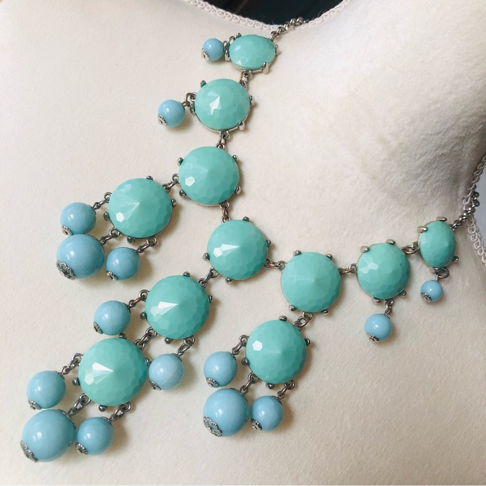 Large heavy turquoise blue & green bold necklace